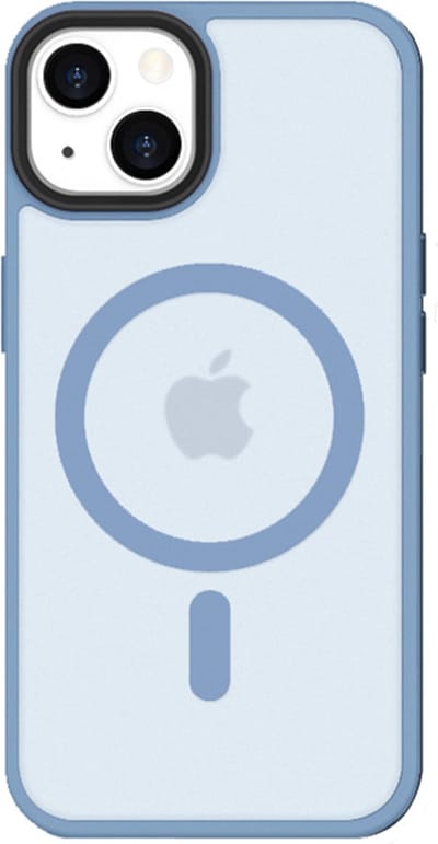 iDenn hoesje voor iPhone 14 Mat Transparant Licht Blauw geschikt voor MagSafe