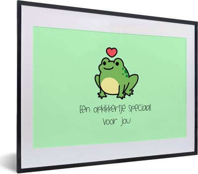 Fotolijst incl. Poster - Beterschap - Quote - Kikker - Opkikker - 40x30 cm - Posterlijst