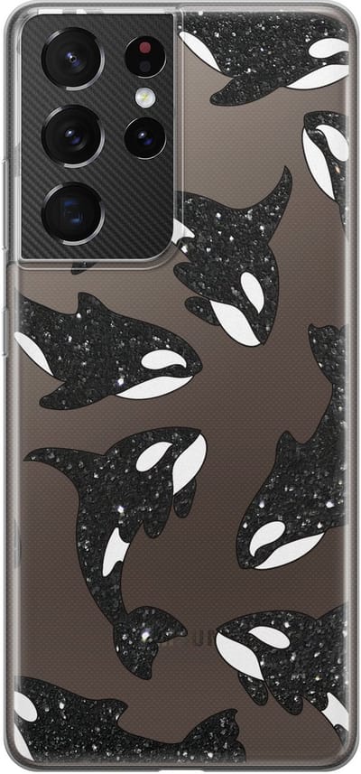 Hoesje geschikt voor Samsung Galaxy S21 Ultra - Orka - Soft Case - TPU - Print - Transparant - Mooie Telefoonhoesjes