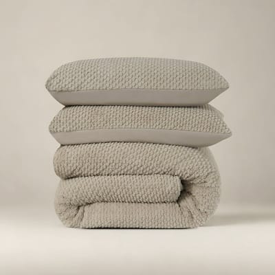 Sleeptime Fur Teddy Dekbedovertrek - 140X200/220 + 1 x kussensloop 60x70 - Taupe
