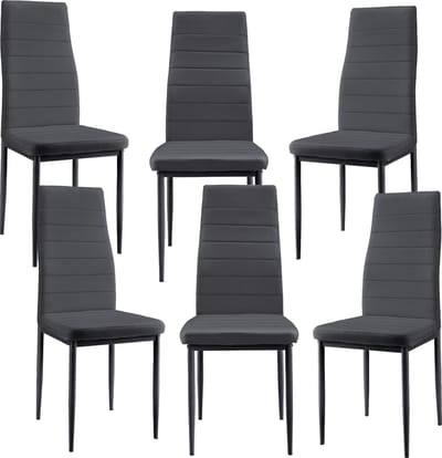Eetkamerstoel Graz 96x43x52 cm set van 6 kunstleer donkergrijs