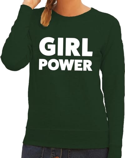 Girl Power tekst sweater groen dames - dames trui Girl Power XS