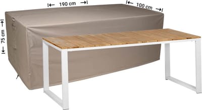 Raffles Covers Beschermhoes tuintafel - 190 x 100 H: 75 cm - RT190 - Waterdicht - Ademend - UV-bestendig - Elastisch rijgkoord - Beschermhoes tuinmeubelen