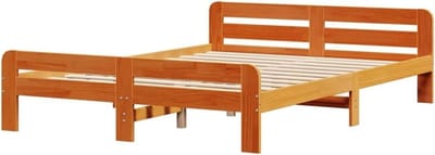 Bedframe Hout - Houten Bedbodem - Goede Nachtrust - Massief Grenenhout - 150x200 cm - Wasbruin