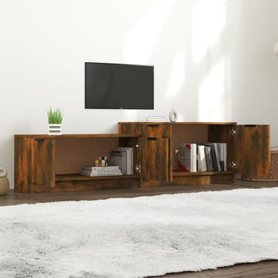 vidaXL - Tv-meubel - 158,5x36x45 - cm - bewerkt - hout - gerookt - eikenkleurig