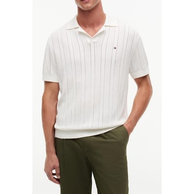 Tommy Hilfiger Pointelle Structure Ivory Petal Größe: S | Poloshirts Outlet | Herren | Weiß