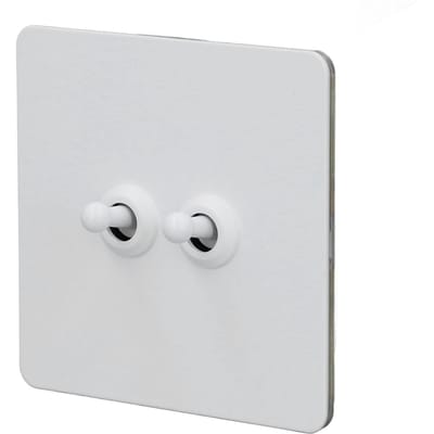Muur Tuimelschakelaar RVS Paneel Geïsoleerde PC Basis 2-voudig 2-weg Dubbelpolige Tuimelschakelaar Minimalistisch Wit white