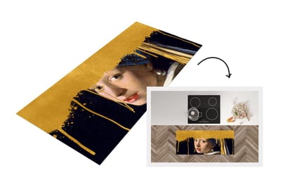Keukenloper - Loper keuken - Meisje met de parel - Goud - Vermeer - 120x50 cm - Keukenloper vinyl