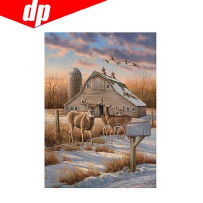 Dierlijke herten diamant borduurwerk 5D DIY diamant schilderij kruissteek foto volledige ronde diamant 20X30 gray