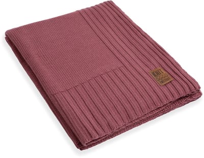 Knit Factory Uni Gebreid Plaid XL - Woondeken - plaid - Wollen deken - Kleed - Stone Red - 195x225 cm