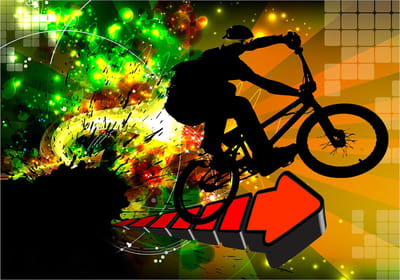 Fotobehangkoning - Behang - Vliesbehang - Fotobehang - Bicycle Tricks - 150 x 105 cm