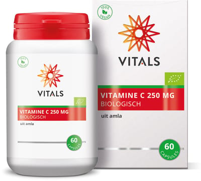 Vitals Vitamine C Biologisch 250 mg - 60 capsules. Volledig natuurlijke vitamine C uit Amla NL-BIO-01