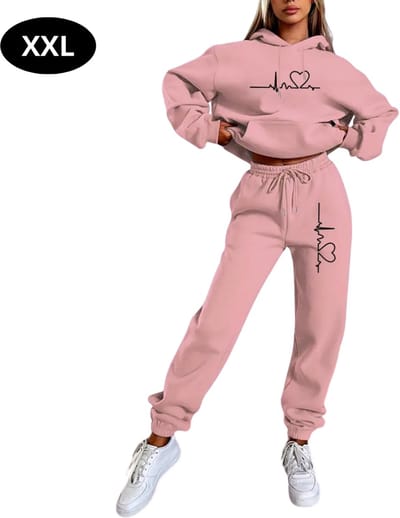 Livano Joggingpak Dames - Huispak - Volwassenen - Trainingspak - Comfortabel - Jogging Pak - Joggingsbroek - Roze - M