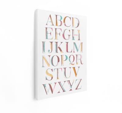 Artaza Canvas Schilderij Alfabet - 90x120 cm - Wanddecoratie Kinderkamer - Muurdecoratie Letters - Decoratie Pastel Abstract