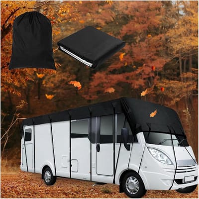 Afdekzeil Camper - Hoes Voertuig - Bescherming Buiten - Waterdicht Oxford Weefsel - 10 x 3 Meter - Zwart