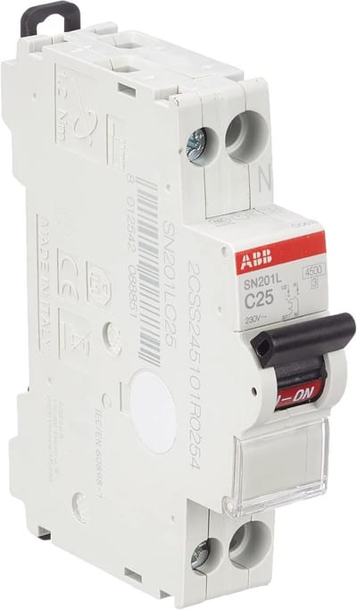 Automatische Zekering 1-Polig+N 25A C-Karakteristiek 4,5kA