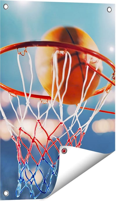 Gards Tuinposter Basketbal in Ring - Hoepel - Bord - 40x60 cm - Tuindoek - Tuindecoratie - Wanddecoratie buiten - Tuinschilderij