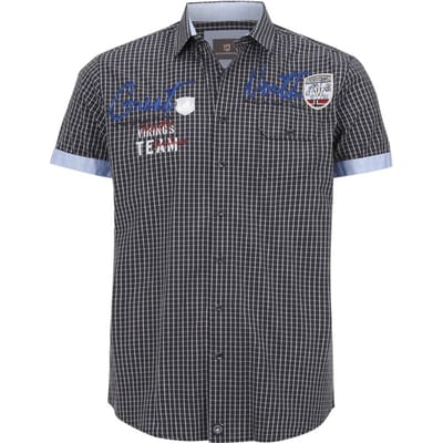 Jan Vanderstorm herren Overhemd Met Korte Mouwen - 43/44 - donkerblauw - Plus Size