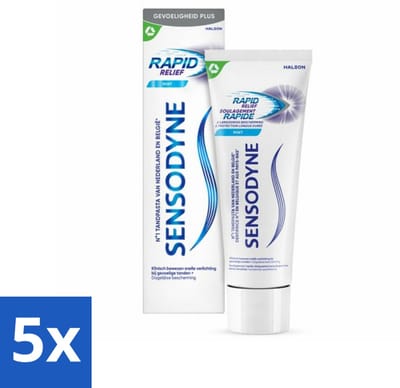 5 x Sensodyne - Tandpasta - Rapid Relief - Gevoeligheidsverlichting - 75 ml - Gevoelige Tanden - Tandpasta - Verlichting - Snel Verlichting - Gevoeligheidsverlichting