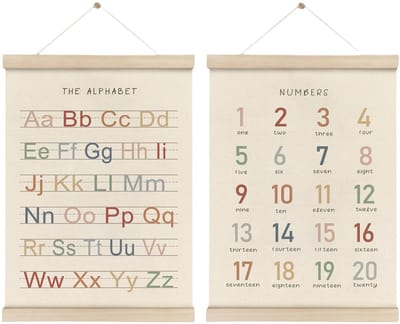 Dailygoods- Alfabet Poster Set van 2 - Wanddecoratie - ABC Banner - Muurkunst met Houten Lijst - 30 x 40 cm - Perfect Cadeau