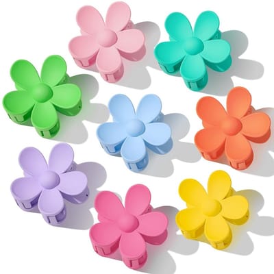 Daity 8-Pack - haarclip bloem - haarklem - Geschikt voor dik en dun haar van vrouwen - Sterke grip - antislip - grote clip haaraccessoires (verschillende kleuren)