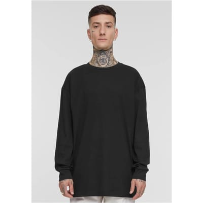 Urban Classics - Organic Boxy Rib Longsleeve shirt - S - Zwart