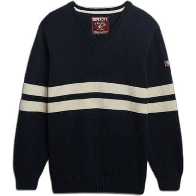 Superdry - Oversized Gestreepte V-hals Trui - Dames - Sweaters