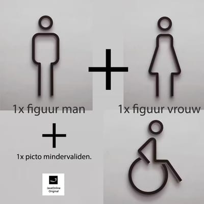 Kleedkamer of Toilet deurbord strak - MAN + VROUW + Mindervaliden / Gehandicapten / Rolstoel 3D - Hoogwaardig Acryl bord - Zelfklevend - Pictogram - Deurbord - Dames en Heren kleedkamer