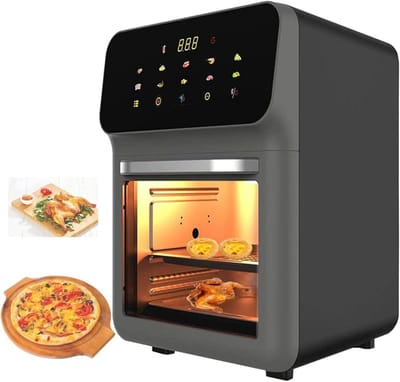 Zichtbare Heteluchtfriteuse - Grote Airfryer - Snel Bakken - Binnenverlichting - 15 Liter Capaciteit - Zwart