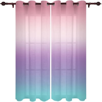 Snoep Regenboog Roze Strepen Raamgordijnen Luxe Gordijnen voor Kinderen Meisjes Woonkamer Slaapkamer Gordijnen Bedrukte Valletjes Drapes W60H60(CM)x2PCS&Grommet Top