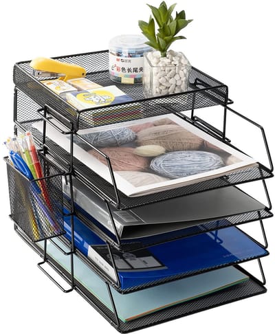 Multifunctionele 5-laags Papier- en Kantooraccessoires Organizer met Penhouder in Zwart