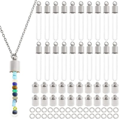 Halsketting met glazen vial en schroefdop, perfect voor herinneringen, wensen en parfumopslag met ketting en ring