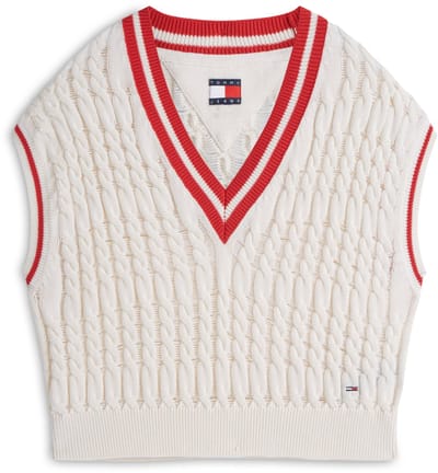 Tommy Jeans Trui Tjw Tipping V Neck Dw0dw22927 Ancient White Dames Maat - XS