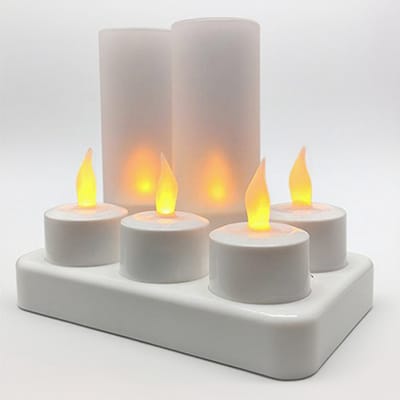 6 LED kaarsen met bewegende vlam - Led kaarsen oplaadbaar - Kaarsen met flikkerende vlam - Dinerkaarsen - Halloween-versieringen - Warm licht - Elektronische kaarsen voor diners, feesten en bruiloften - Wit