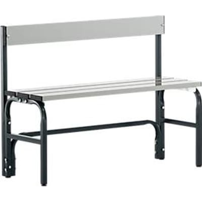 Kleedkamerbank, stalen buis/aluminium, enkel met rugleuning, 1015 mm lang, antraciet