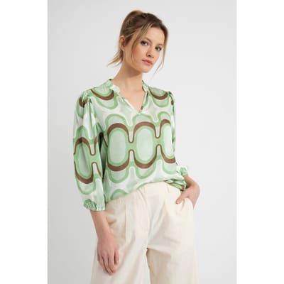 Josephine & Co Denver Blouse Sea Green Print Size: 34 | Long-Sleeved Tops Outlet | Dames | Groen