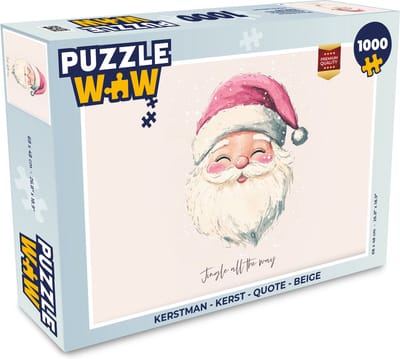 Puzzel Kerstman - Kerst - Quote - Beige - Legpuzzel - Puzzel 1000 stukjes volwassenen - Kerst - Cadeau - Kerstcadeau voor mannen, vrouwen en kinderen