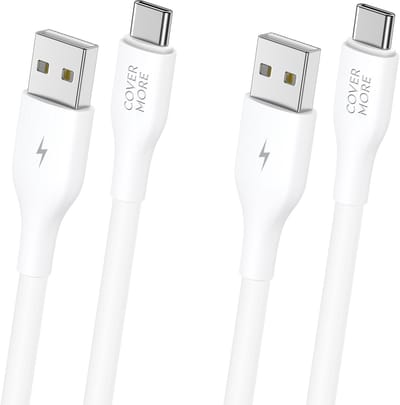 2x usb C kabel - Usb A naar usb C - Oplaadkabel - Usb lader - Stevig - Lange levensduur - Lader - 1m - Wit