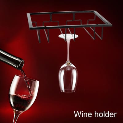 Metalen IJzeren Wijnkast Rek Keuken Eetkamer Bar Kopjeshouder Hanger Plank brown