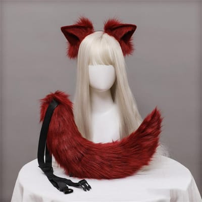 2 stuks/set Pluche Kattenoren Staart Bont Gevuld Fursuit Lolita Hoofdband Kattenstaart Cosplay Accessoires Handgemaakt Simulatie Dierenoor Hoofddeksel ear and tail gray