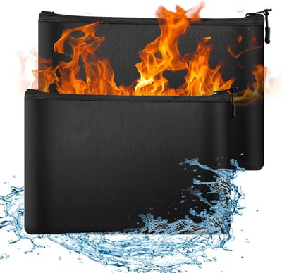 SnelShoppen - 2-Piece Brandveilige Documenten Tassen, Hoogwaardige Silicone Glasvezel, Waterdicht en Brandwerend Voor Veilig Opslag van Documenten, Pa