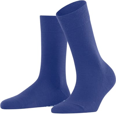 FALKE Sensitive Berlin met comfort tailleband wol katoen sokken dames blauw - maat 35-38