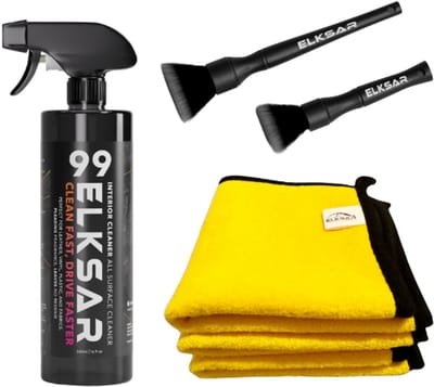 ELKSAR Auto Interieur Reinigingsset – 6-delig – 500ml Interieurreiniger, Microvezeldoeken & Zachte Borstels – Geschikt voor Alle Interieuroppervlakken