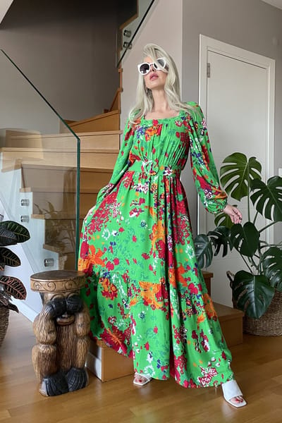 Blousejurk/SIRMAZA/GROEN/BLOEMIG