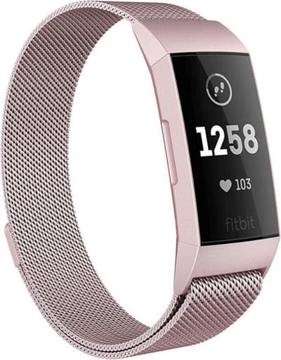 Shop4 - Geschikt voor Fitbit Charge 3 Bandje - Small Metaal Roze