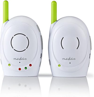 Nedis Babyfoon - FHSS (Frequency-Hopping Spread Spectrum) - Met terugspreekfunctie - Batterij Gevoed / Netvoeding - Groen / Wit