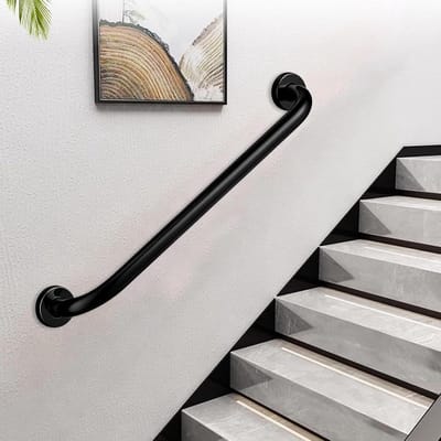 Moderne trapleuning - Stevige handgreep - Veilig traplopen - Roestvrij staal - 30cm tot 150cm - Zwart