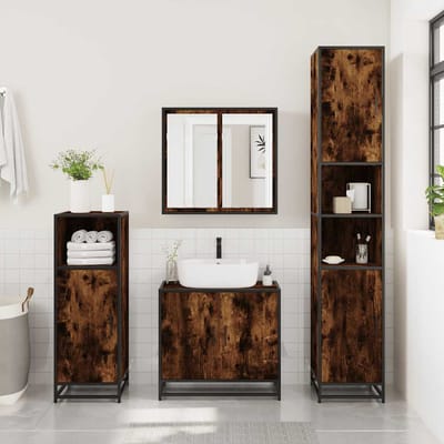 vidaXL - Badkamerkast - 35x37,5x100 - cm - bewerkt - hout - gerookt - eikenkleurig