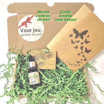 Duurzaam Brievenbuscadeau - Biologische Gezichtsolie - 100% ECO - met kaartje - Happy Face - pure cactusvijgolie - Wilde Roos - Retinol - gepersonaliseerd - Happy Green Skin - Happy Face Gezicht Olie - gezichtolie - Brievenbus cadeau