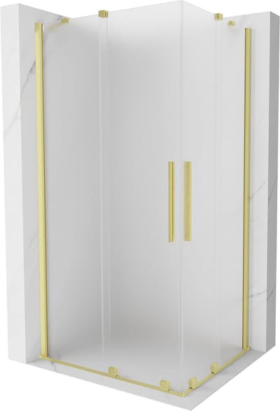 Mexen Velar Duo schuifdouchecabine 90 x 80 , matglas, geborsteld goud - 871-090-080-32-55